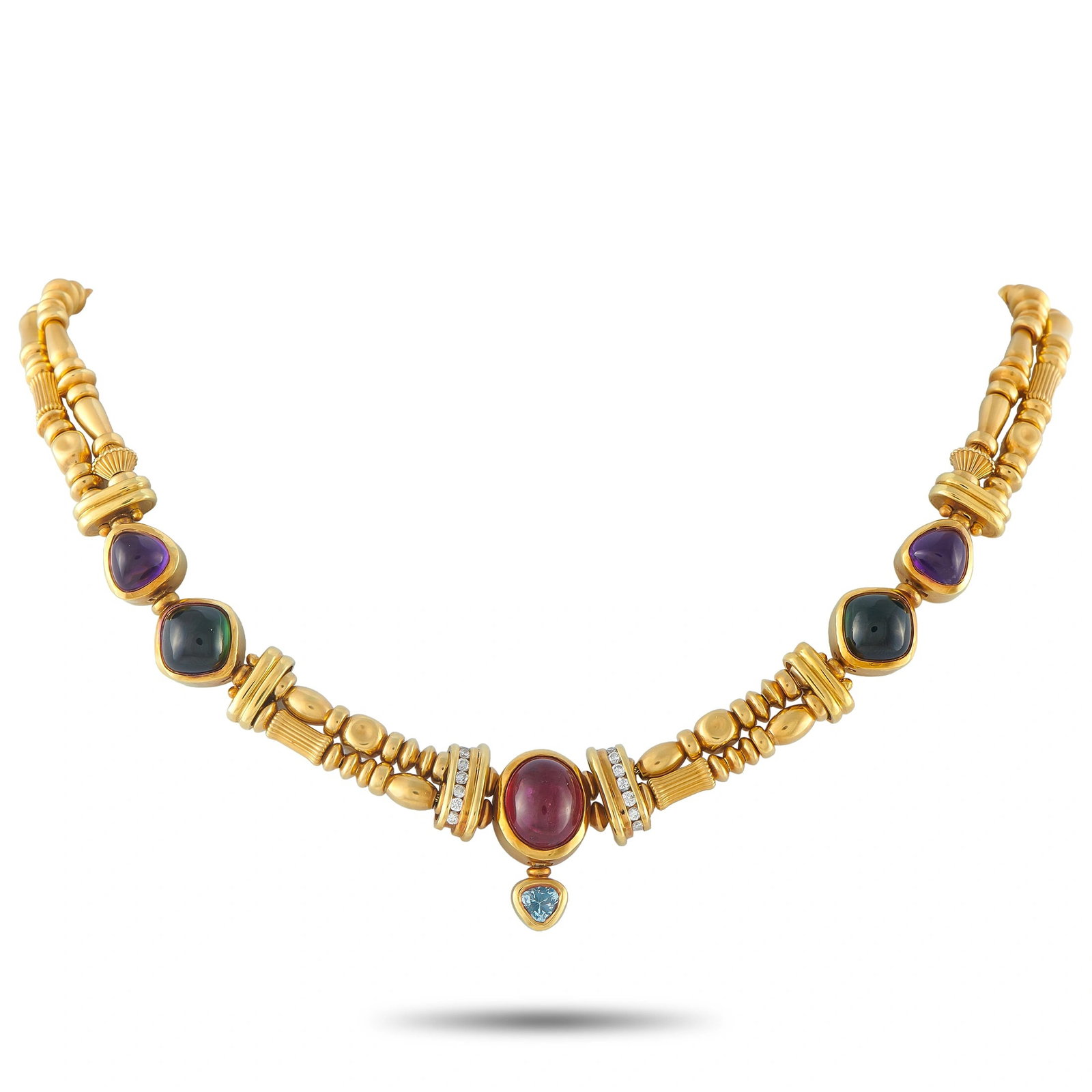 Seidengang 18K Yellow Gold 0.30ct Diamond, Amethyst, and Tourmaline Necklace (1 of 4)