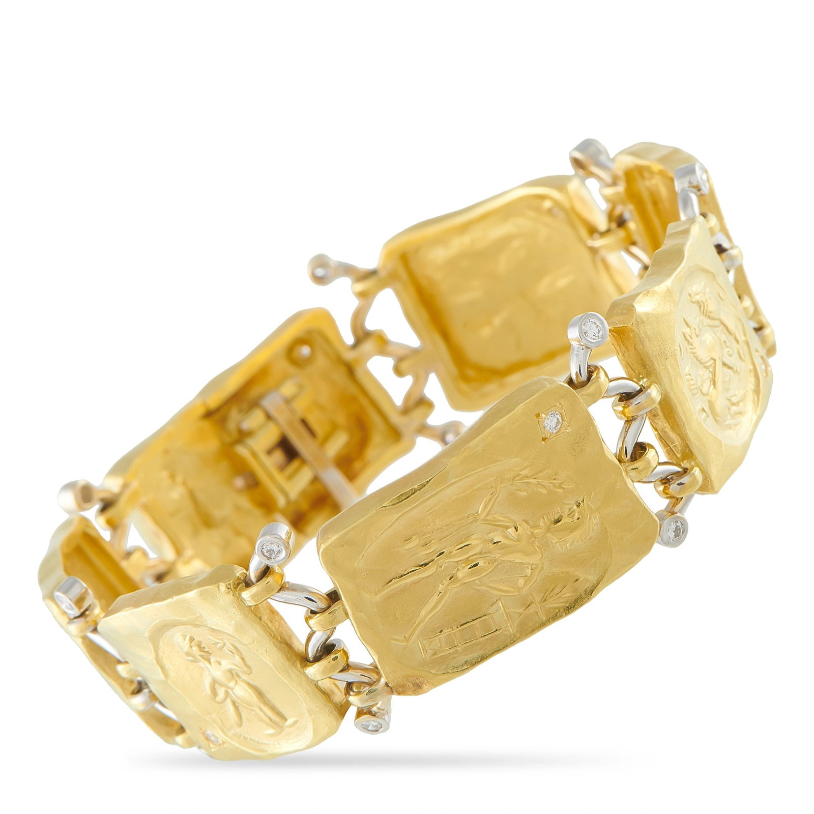 Seidengang 18K Yellow Gold 0.50ct Diamond Bracelet: Classical forms add vintage inspired elegance to this stunning SeidenGang bracelet. Thoughtfully placed Diamonds with a total weight of 0.50 carats elevate the design and add a touch of obvious luxury