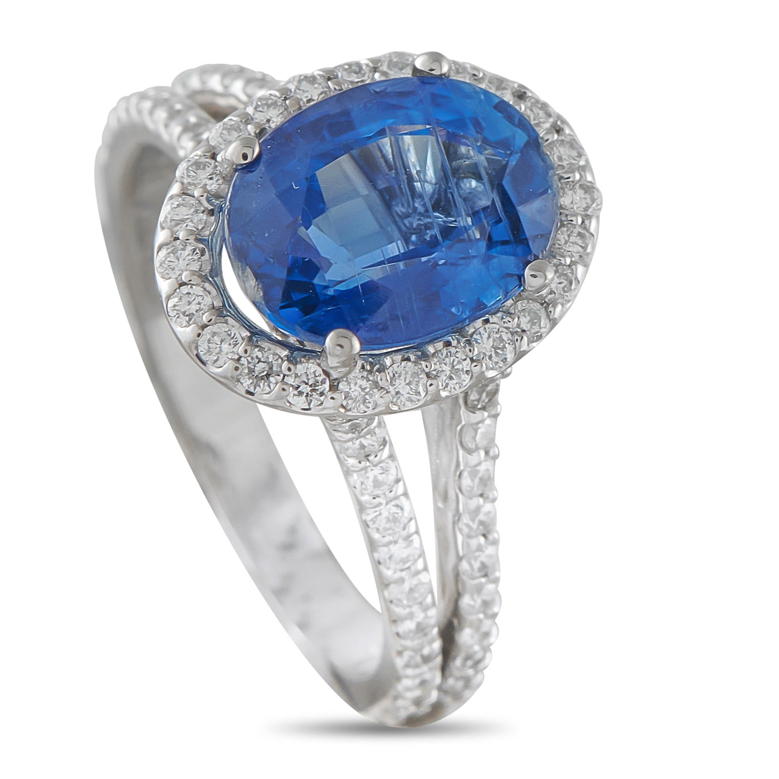 14K White Gold 0.40ct Diamond and Sapphire Ring (1 of 4)