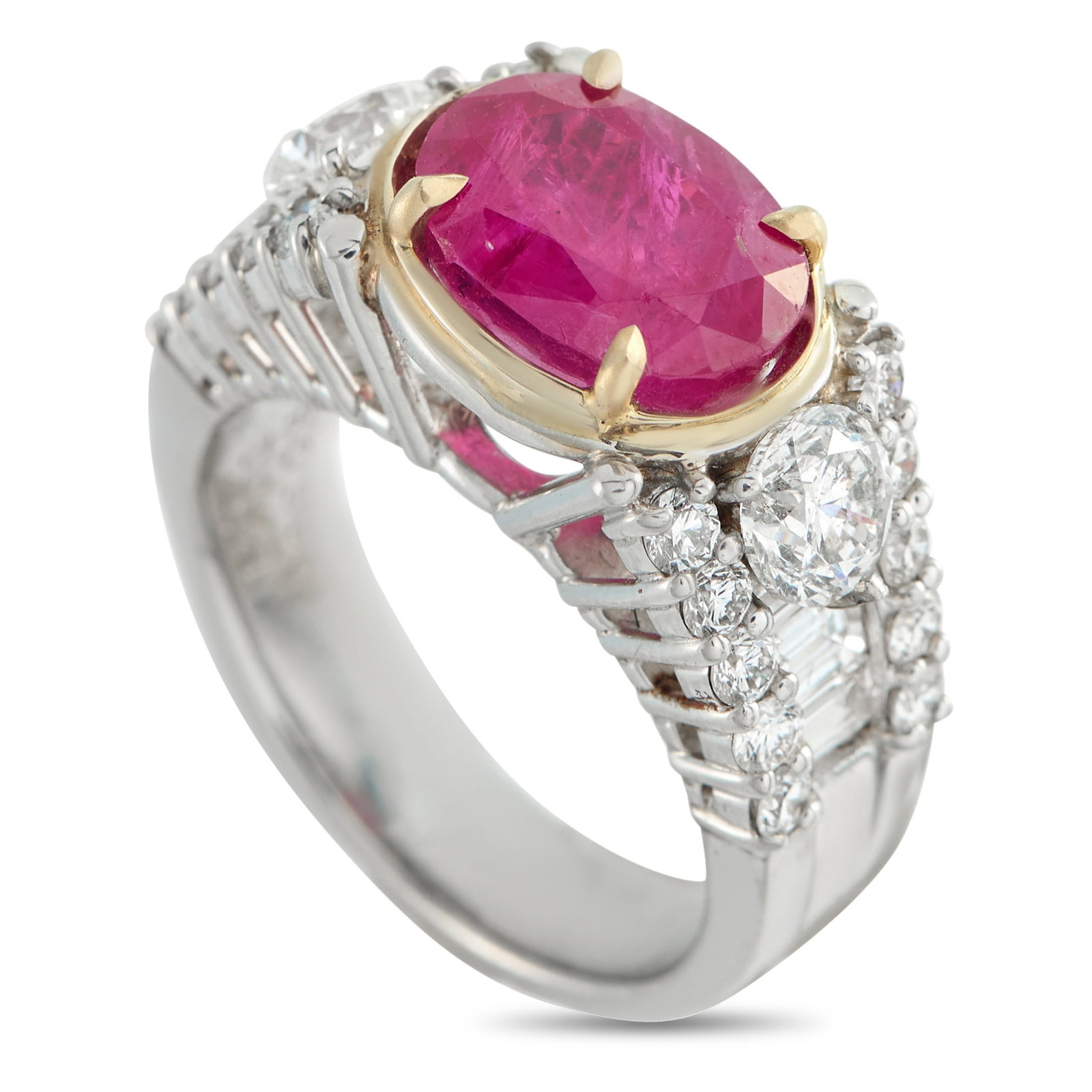 Platinum 1.60ct Diamond and Ruby Ring (1 of 4)