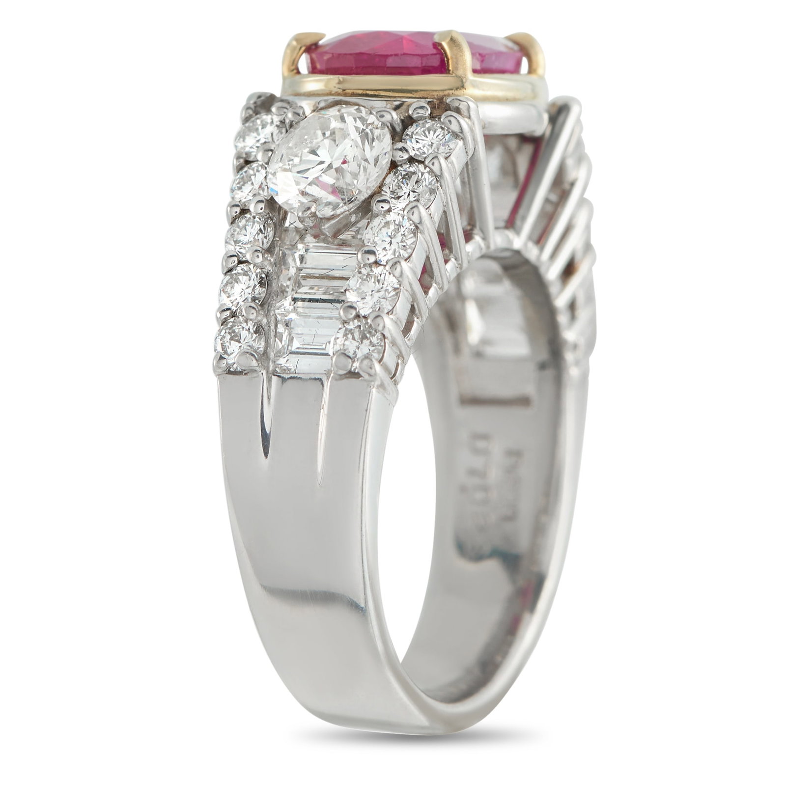 Platinum 1.60ct Diamond and Ruby Ring - 2