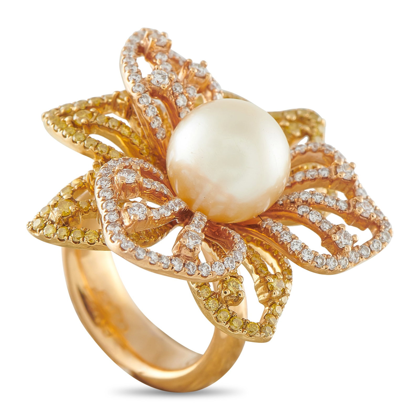 18K Rose Gold 1.50ct Diamond and Pearl Ring (1 of 4)