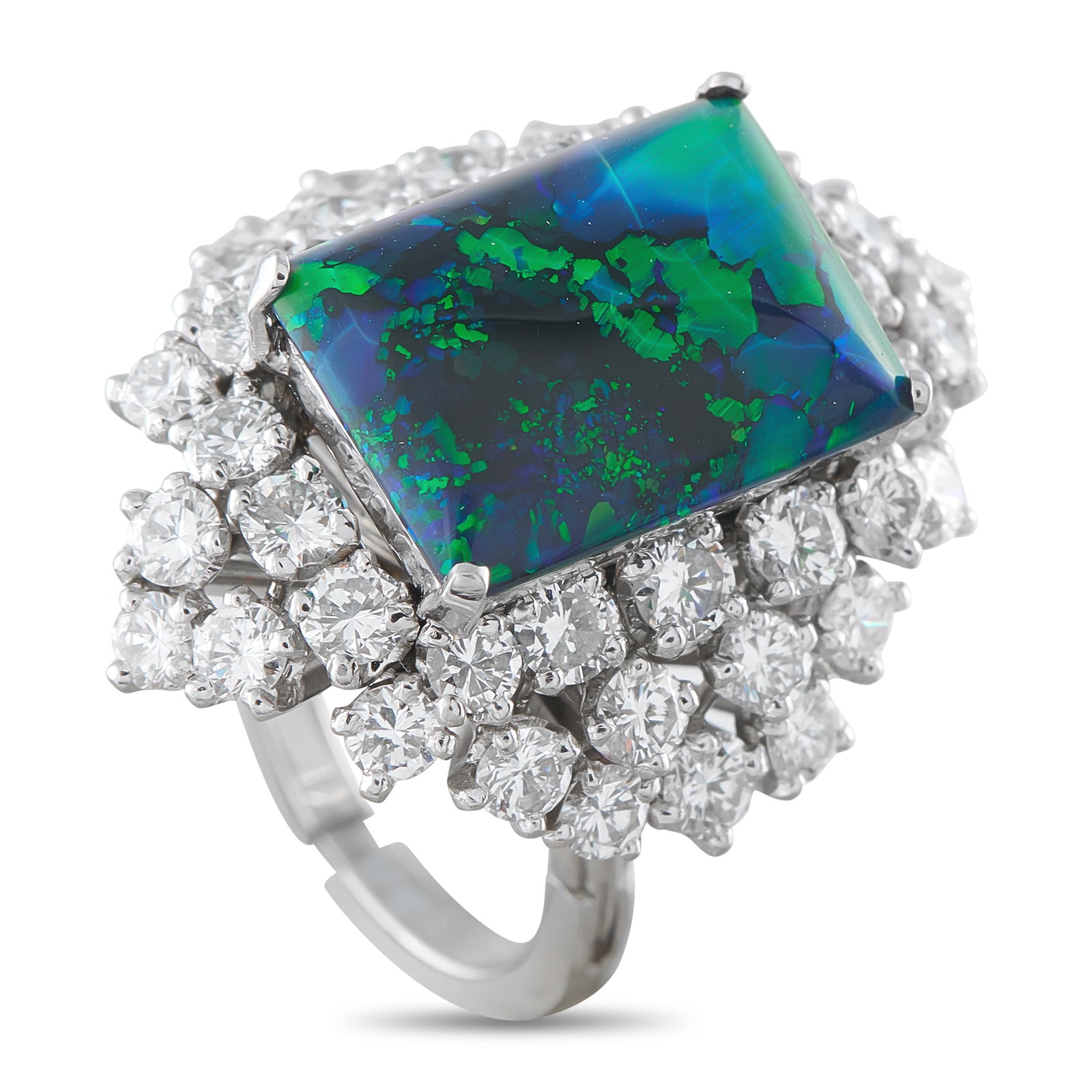 Platinum 2.40ct Diamond and Black Opal Ring (1 of 4)