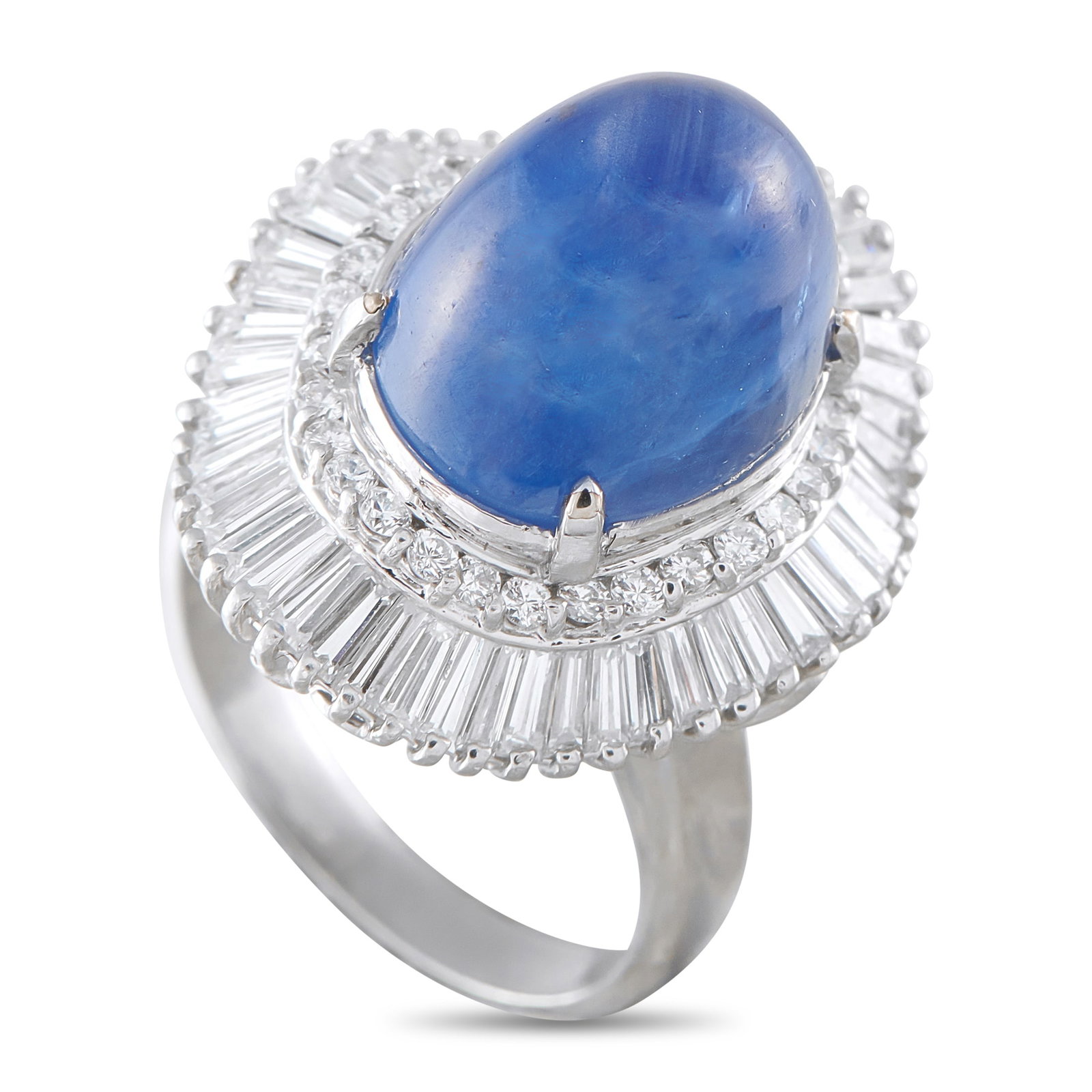 Platinum 3.70ct Diamond and Sapphire Ring (1 of 4)