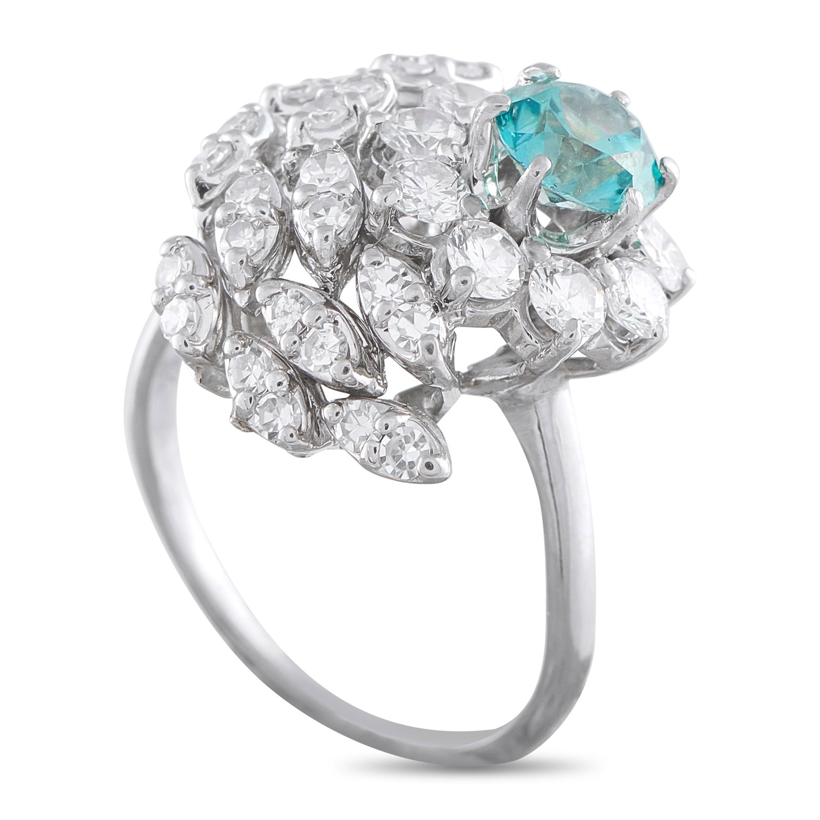 14K White Gold 1.34ct Diamond and Blue Zircon Ring (1 of 4)