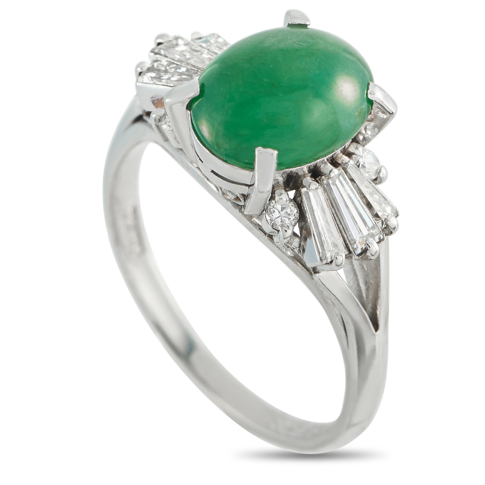Platinum 2.89ct Diamond and Jade Ring (1 of 4)