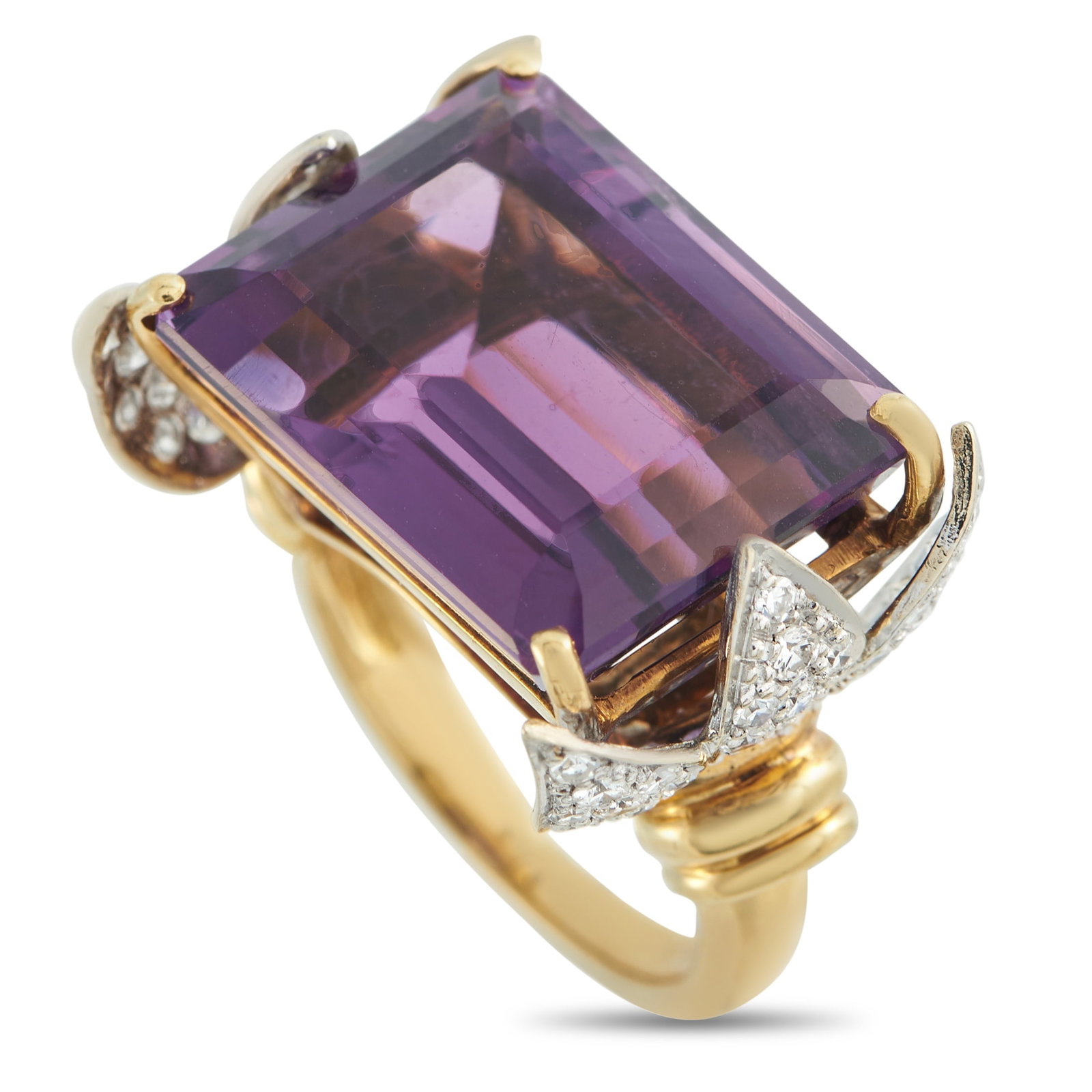 18K Yellow Gold 0.50ct Diamond and Amethyst Ring (1 of 3)