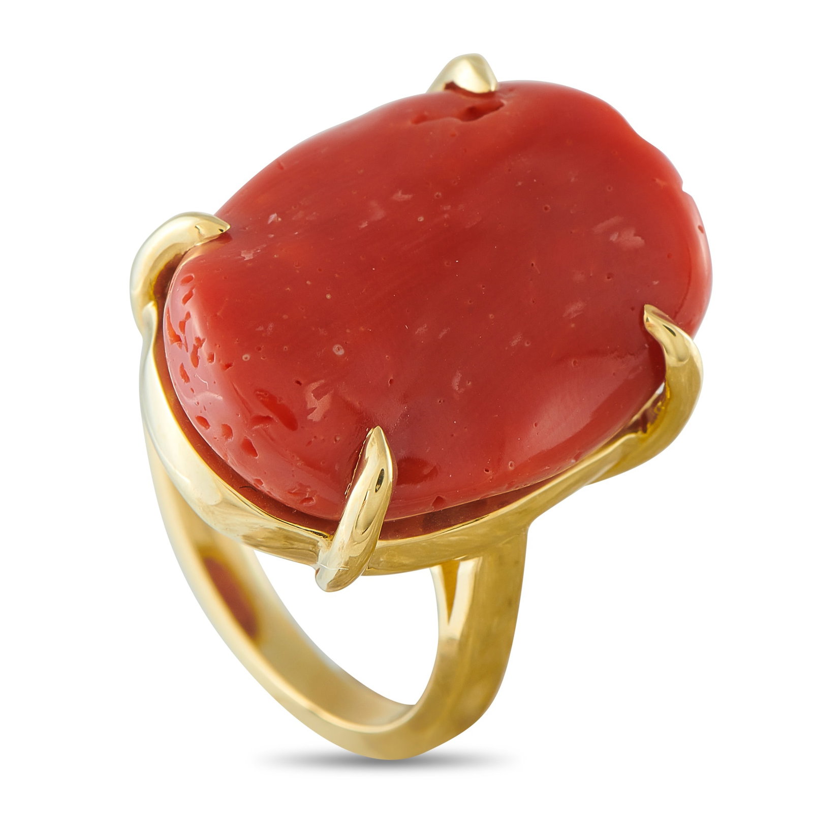 18K Yellow Gold Coral Ring (1 of 4)