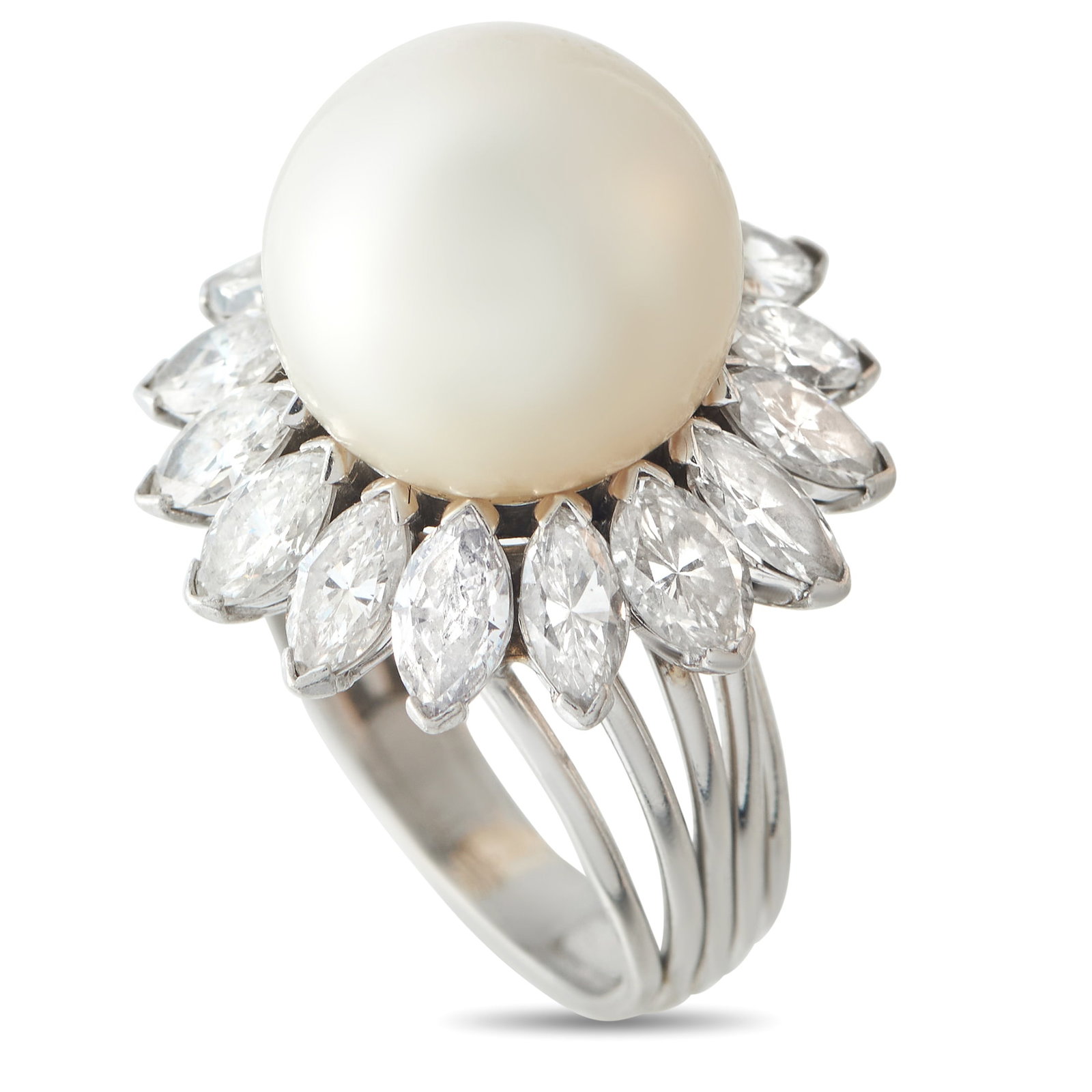 18K White Gold 2.50ct Diamond and Pearl Ring (1 of 3)