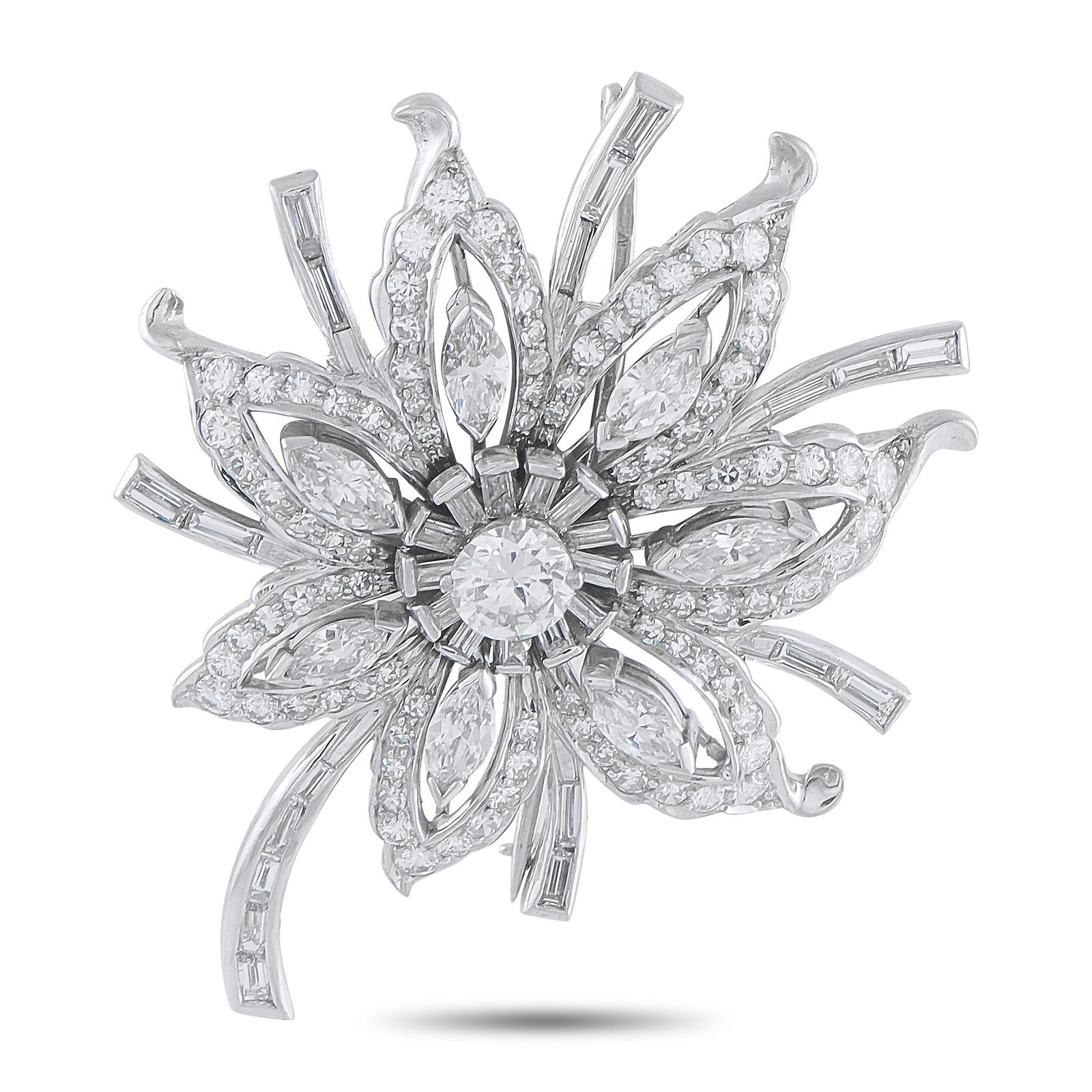 Platinum 5.20ct Diamond Brooch (1 of 3)