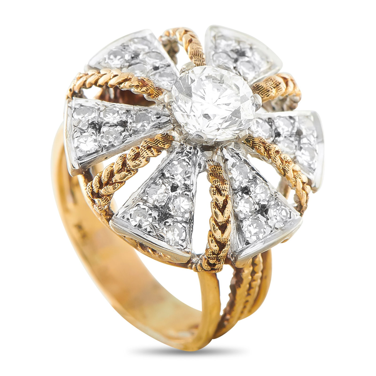 18K Rose Gold 1.31ct Diamond Ring: An openwork design makes this luxury ring simply breathtaking. The stunning circular setting is elevated by Diamond accents with a total weight of 0.30 carats. A 1.01 carat round-cut Diamond adds endl