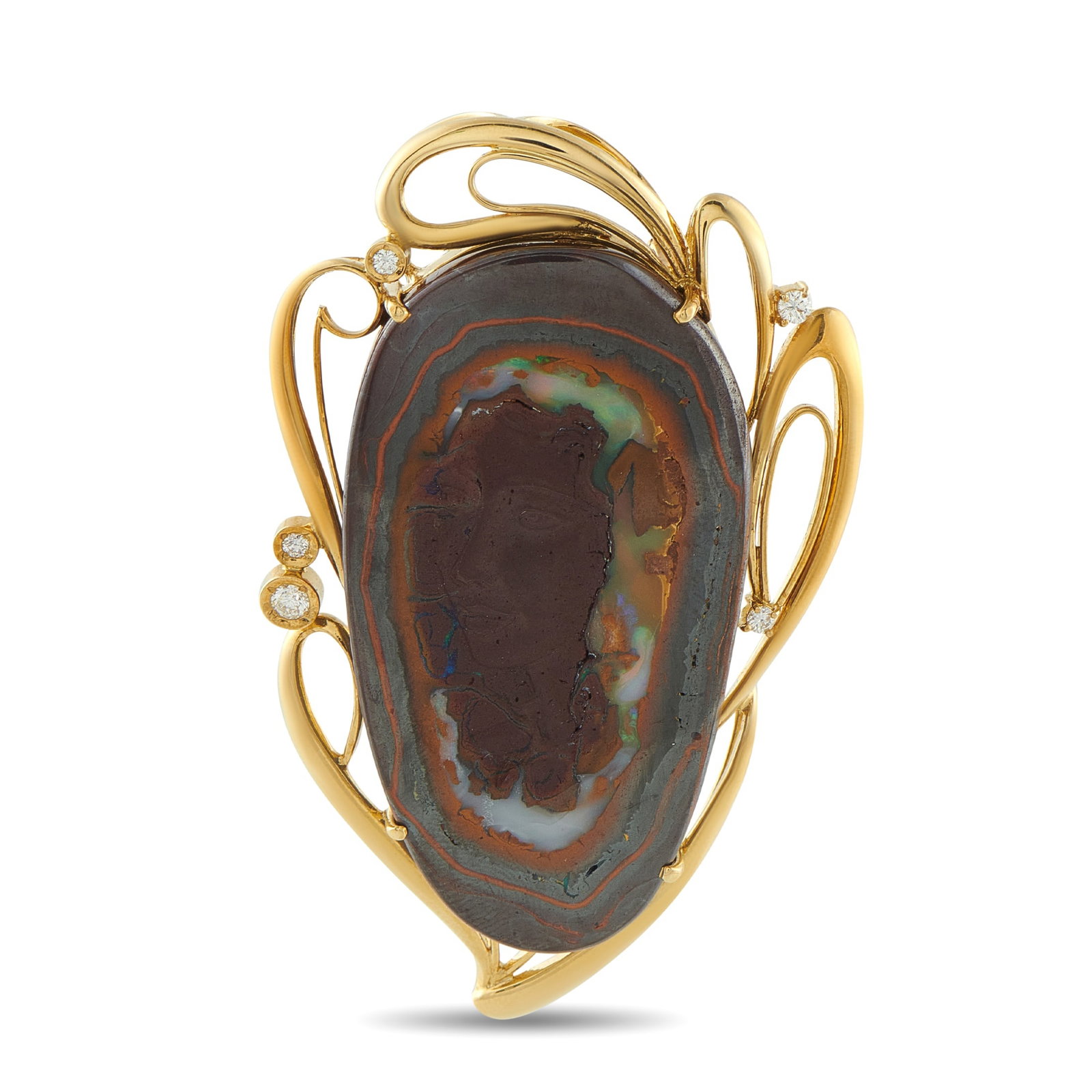 18K Yellow Gold Cameo Pendant: This cameo pendant is full of intricate details. Set in 18K Yellow Gold, it measures 2.69” long by 1.57” wide. Add it to any length of chain to create a personalized piece of jewelry that 