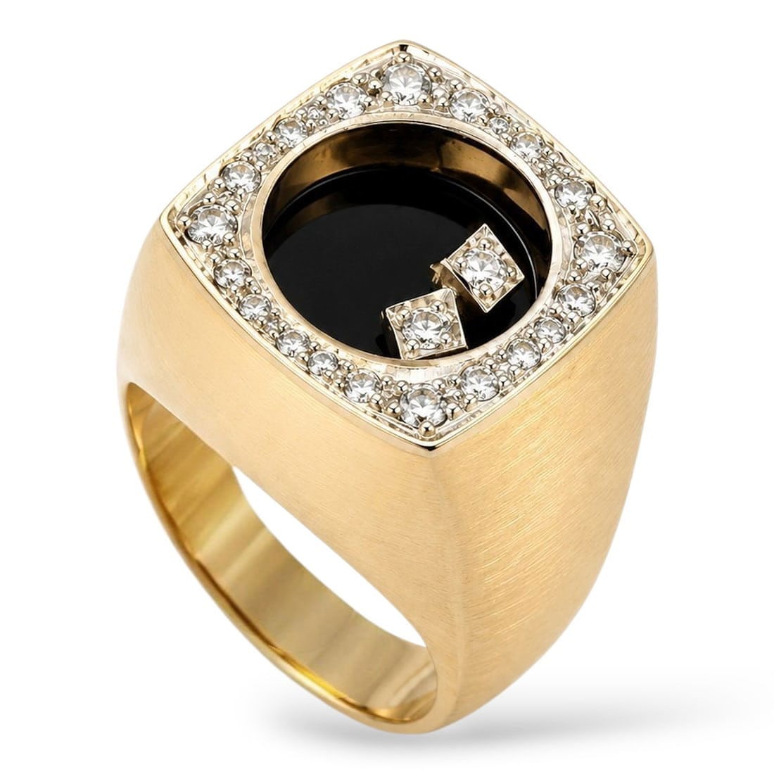 14K Yellow Gold 1.6ct Diamond Spinning Cocktail Ring: 14K Yellow Gold 1.6ct Diamond Spinning Cocktail Ring A bold and sculptural cocktail ring crafted in 14 karat yellow gold, designed with a dynamic spinning diamond center that adds movement and visual 