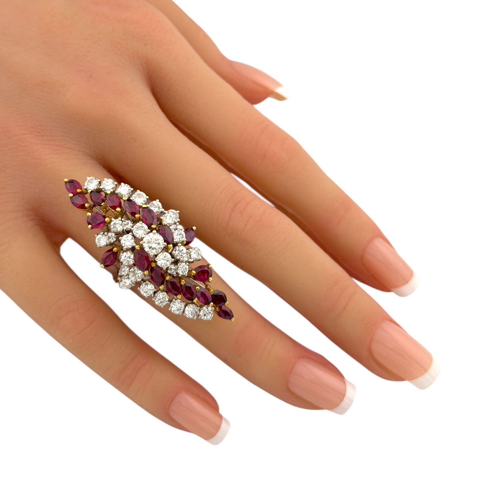 18K White Gold 2.86ct Diamond and Ruby Statement Ring - 4