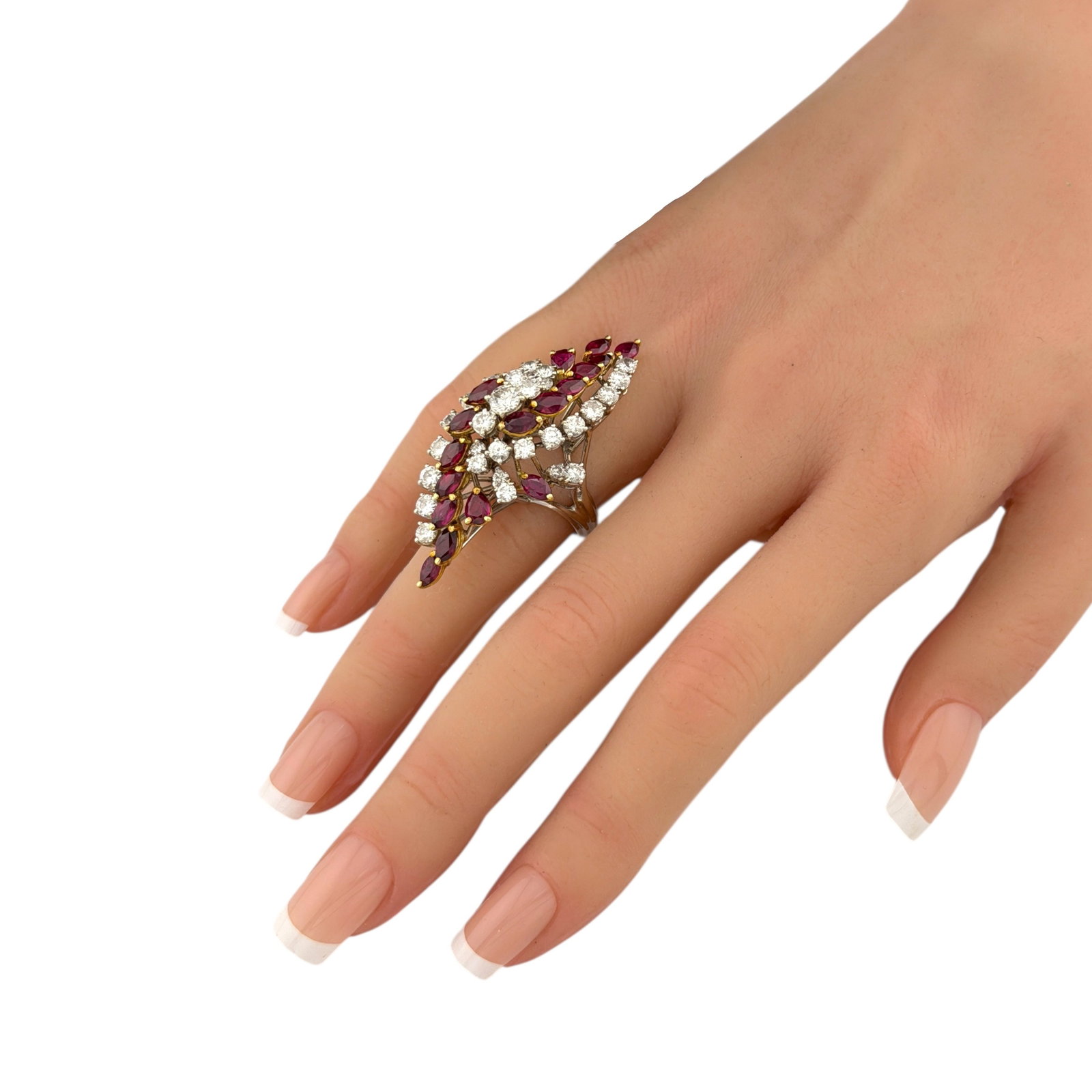 18K White Gold 2.86ct Diamond and Ruby Statement Ring - 5