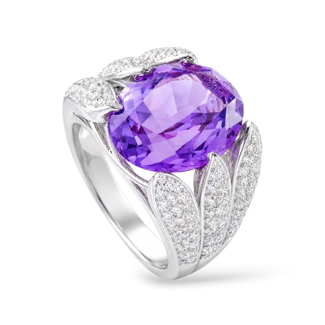 14K White Gold 1.10ct Diamond and Amethyst Ring (1 of 8)