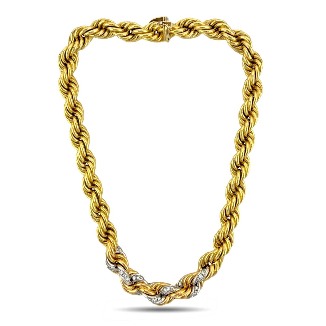 18K Yellow Gold Interwoven Rope Design 1.5ct Diamond Necklace (1 of 7)
