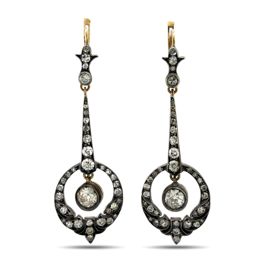 14K Yellow Gold Imperial Russian 2.00ct Diamond Dangle Earrings (1 of 6)