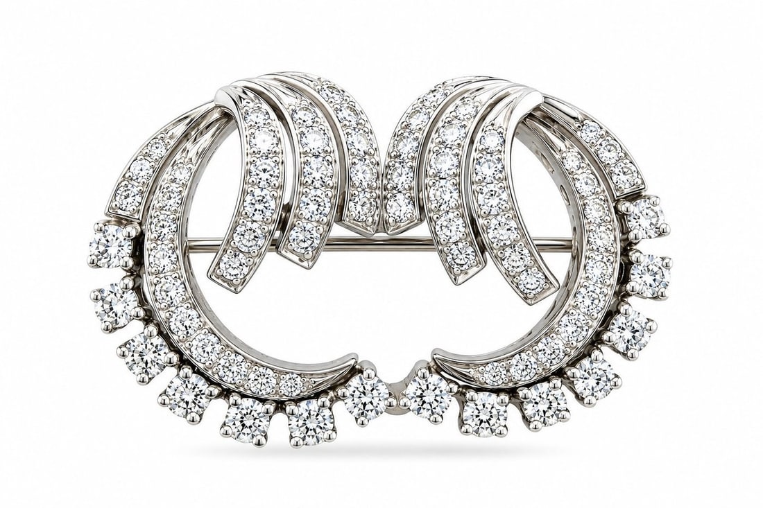 14K White Gold 1.43ct Diamond Brooch (1 of 6)