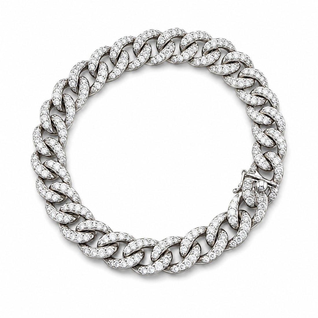 18K White Gold 8.5ct Diamond Interlocking Circle Link Bracelet (1 of 8)