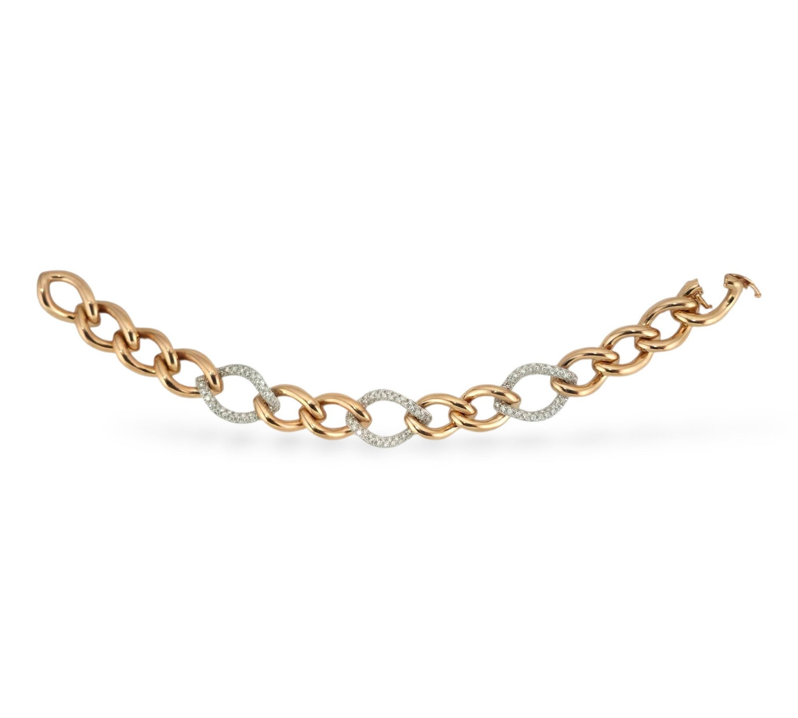 18K Yellow Gold, Rose Gold and 1.5ct Diamond Link Bracelet (1 of 7)