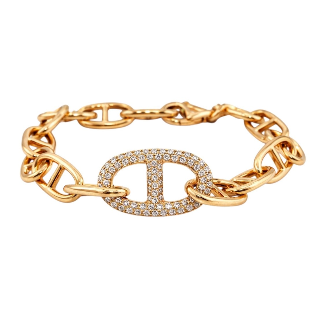 Iconic Motif Design Diamond Pave Link Bracelet (1 of 8)