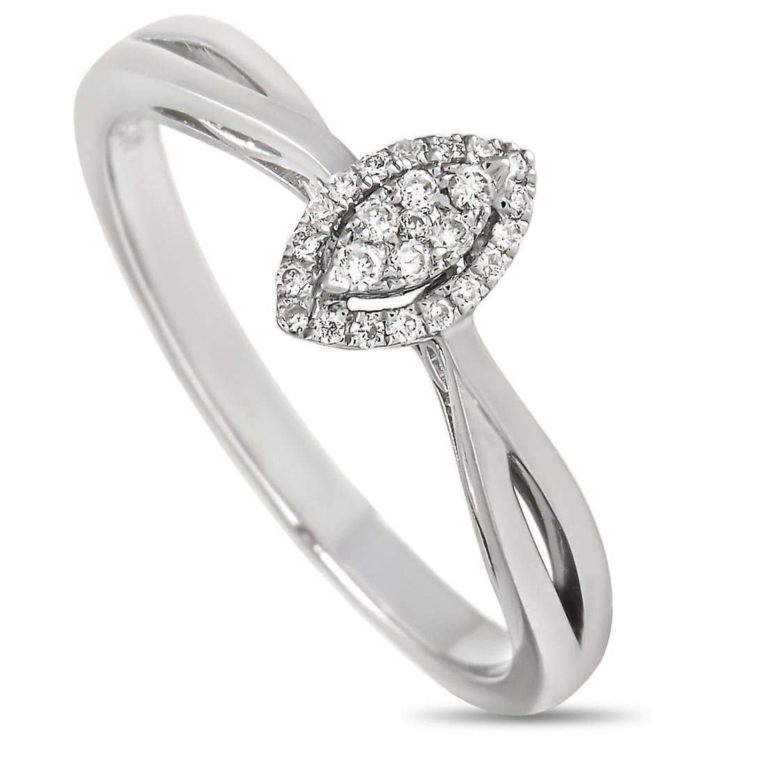 14K White Gold 0.10 ct Diamond Ring: 14K White Gold 0.10 ct Diamond Ring This elegant 14K White Gold 0.10 ct Diamond Ring is sure to steal the show! The ring is made with 14K white gold and set with a cluster of round-cut diamonds over t