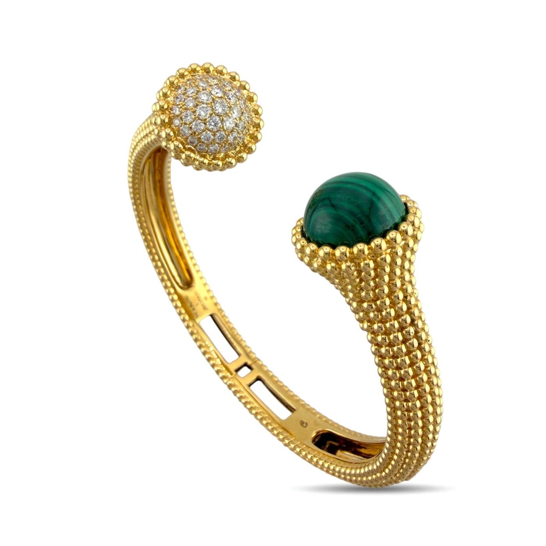Van Cleef & Arpels 18K Yellow Gold 0.73ct Diamond and Malachite Perlee Couleurs Bracelet (1 of 8)