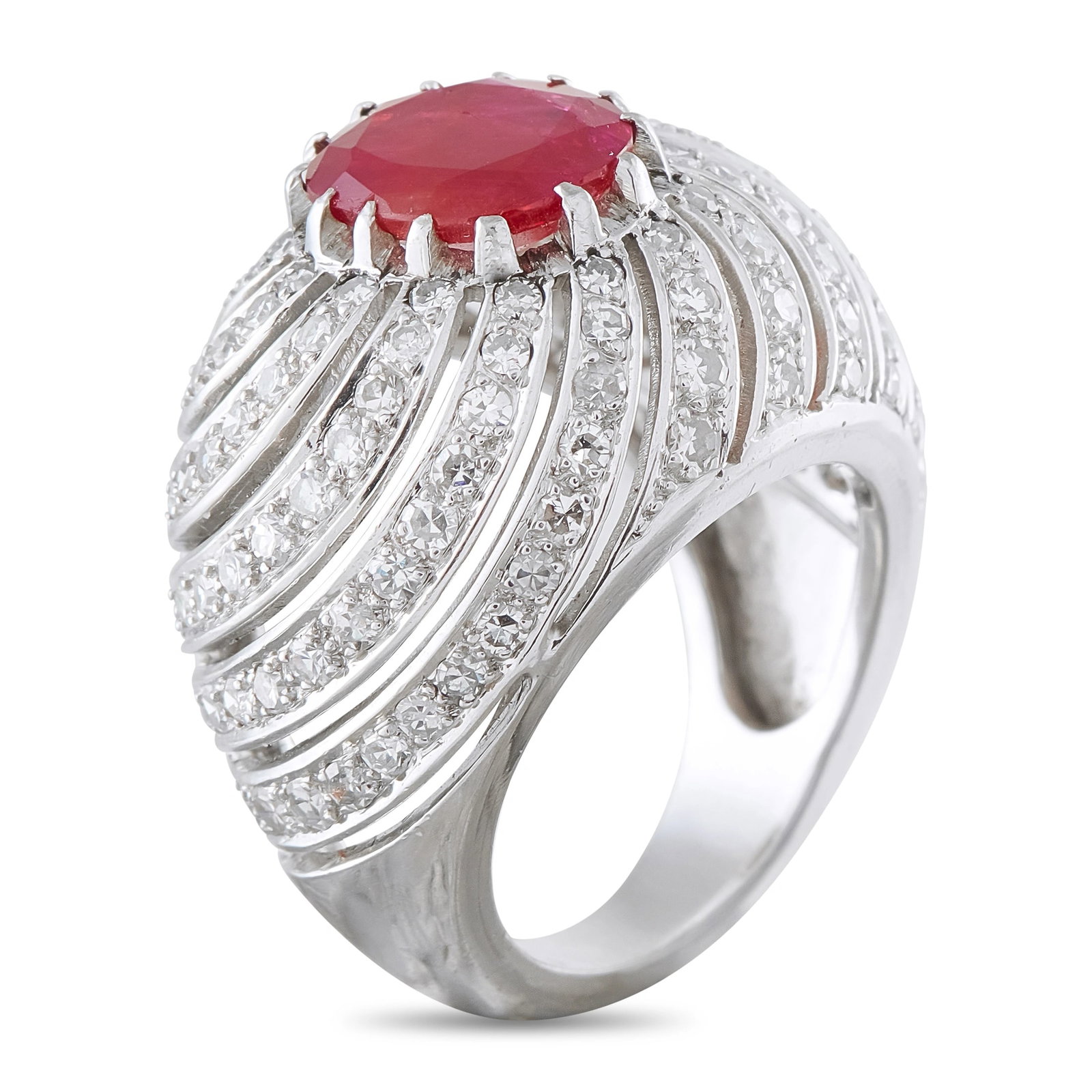 Platinum 1.0ct Diamond and Ruby Ring - 2