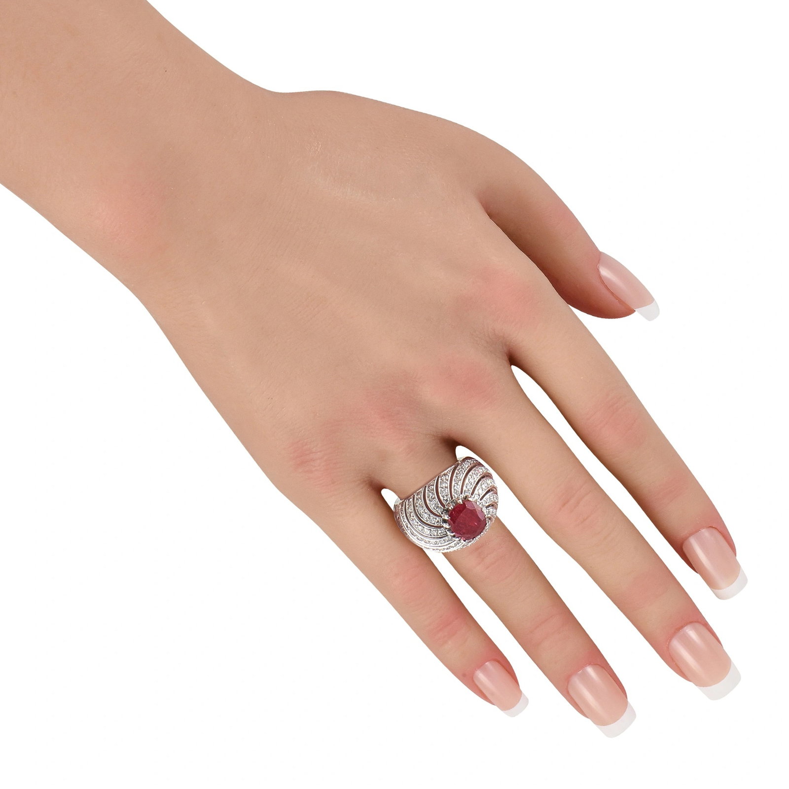 Platinum 1.0ct Diamond and Ruby Ring - 3