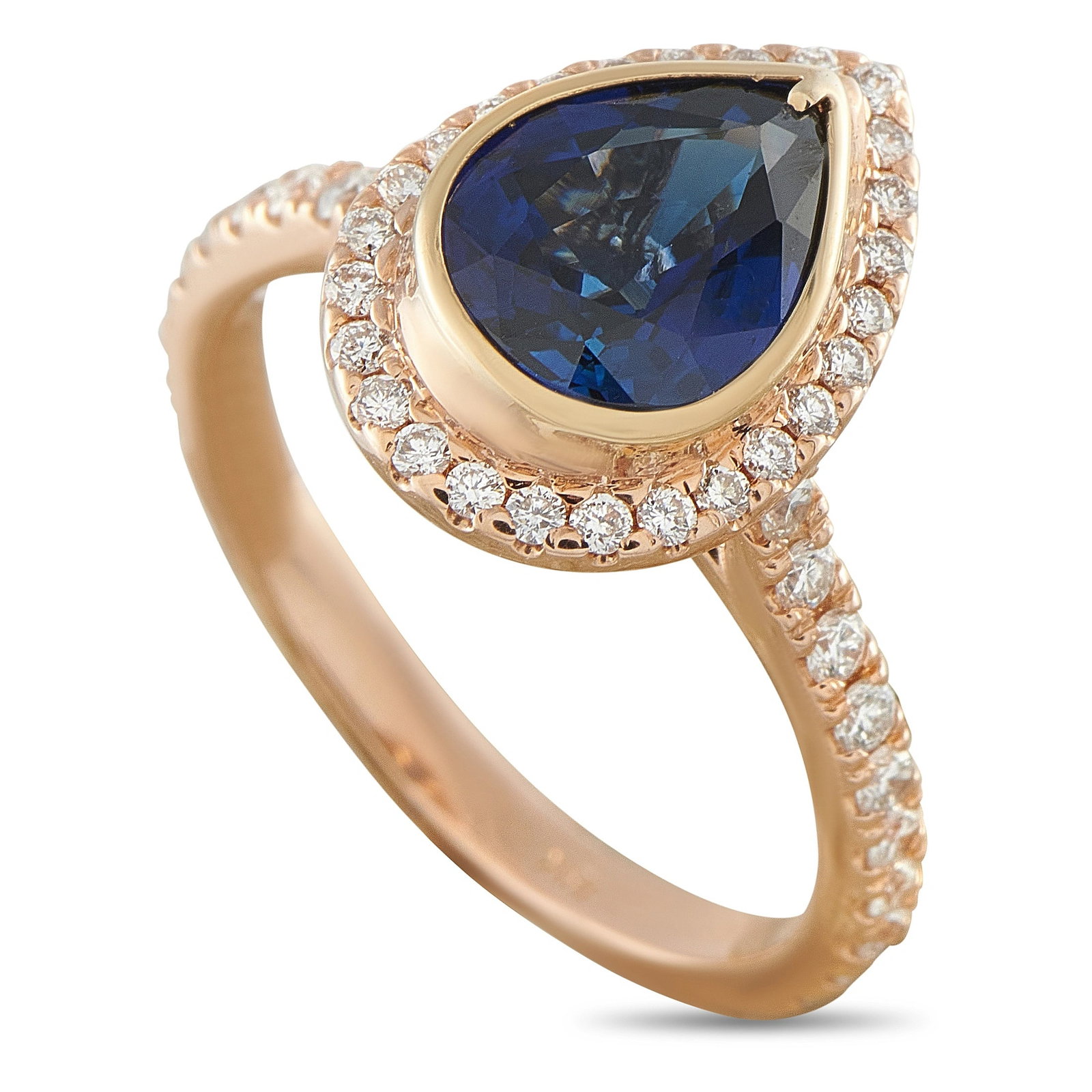18K Rose Gold 0.33ct Diamond and Sapphire Halo Ring (1 of 3)