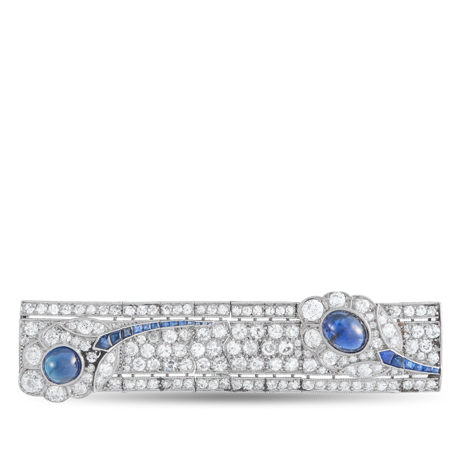Platinum 4.0ct Diamond and Sapphire Brooch (1 of 3)