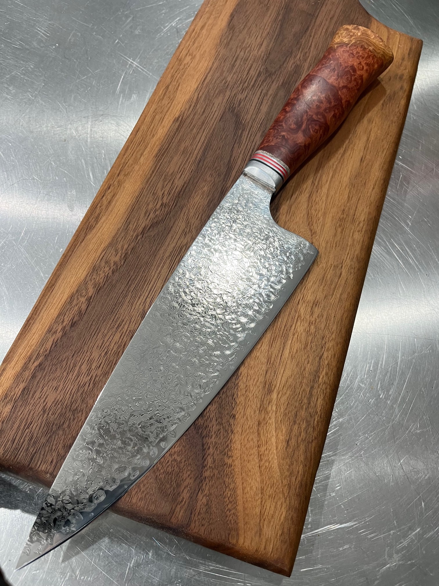 High End, Handmade, Professional Chef Knife with Amboyna Burl Handle - 3