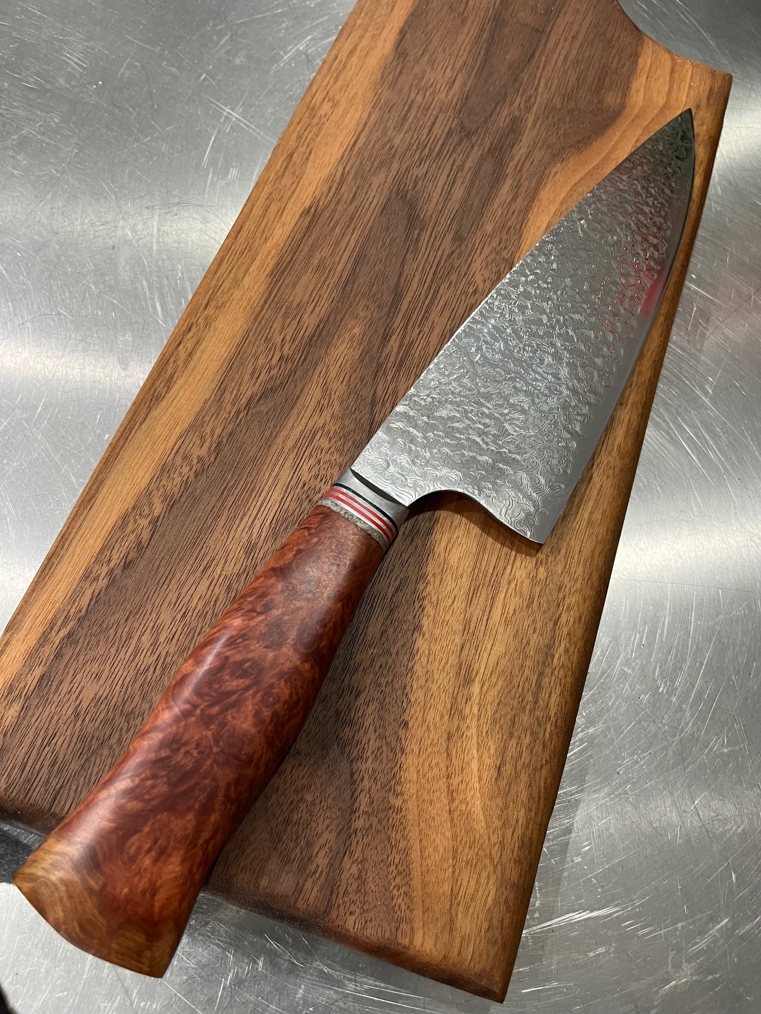 High End, Handmade, Professional Chef Knife with Amboyna Burl Handle - 4