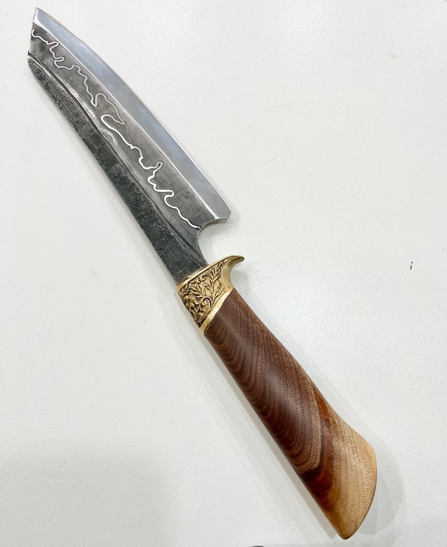 High End, Handmade, Professional Chef Knife with Black Walnut Handle - 2