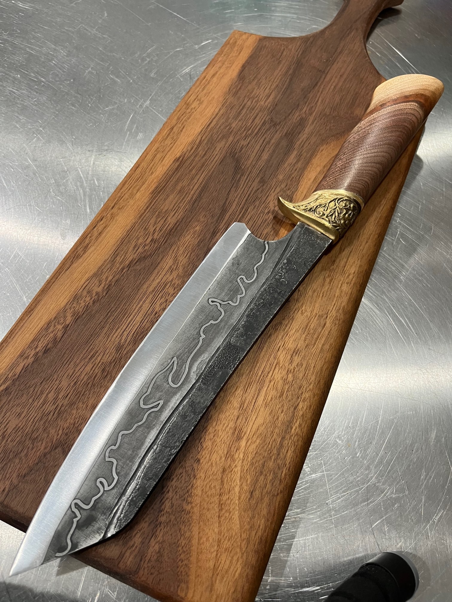 High End, Handmade, Professional Chef Knife with Black Walnut Handle - 4