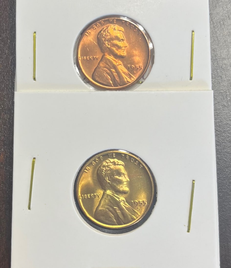 1955-S Intense Gold Toning Wheat Penny - 2