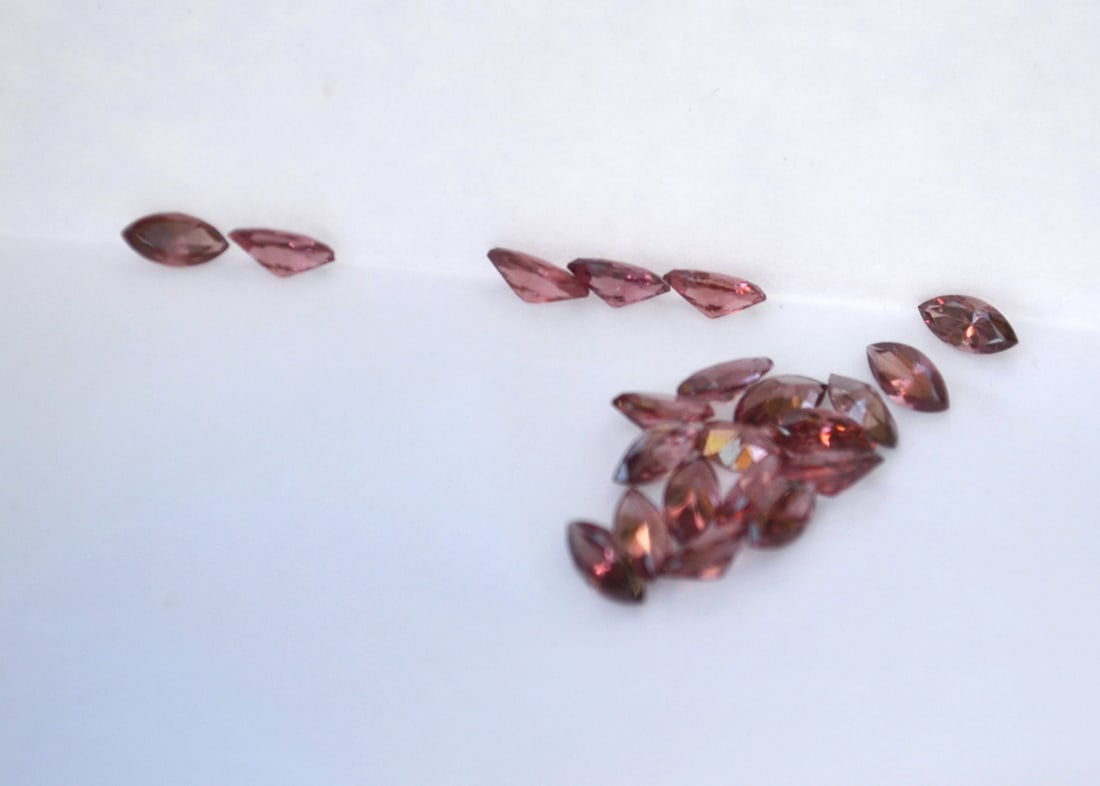 3.40 Carat Parcel of Marquise Cut Garnets: Beautiful Garnets. Expertly cut with great color. All top stones. Natural and untreated. These were originally meant to be sold individually at the price per carat written on the paper. We're selling 