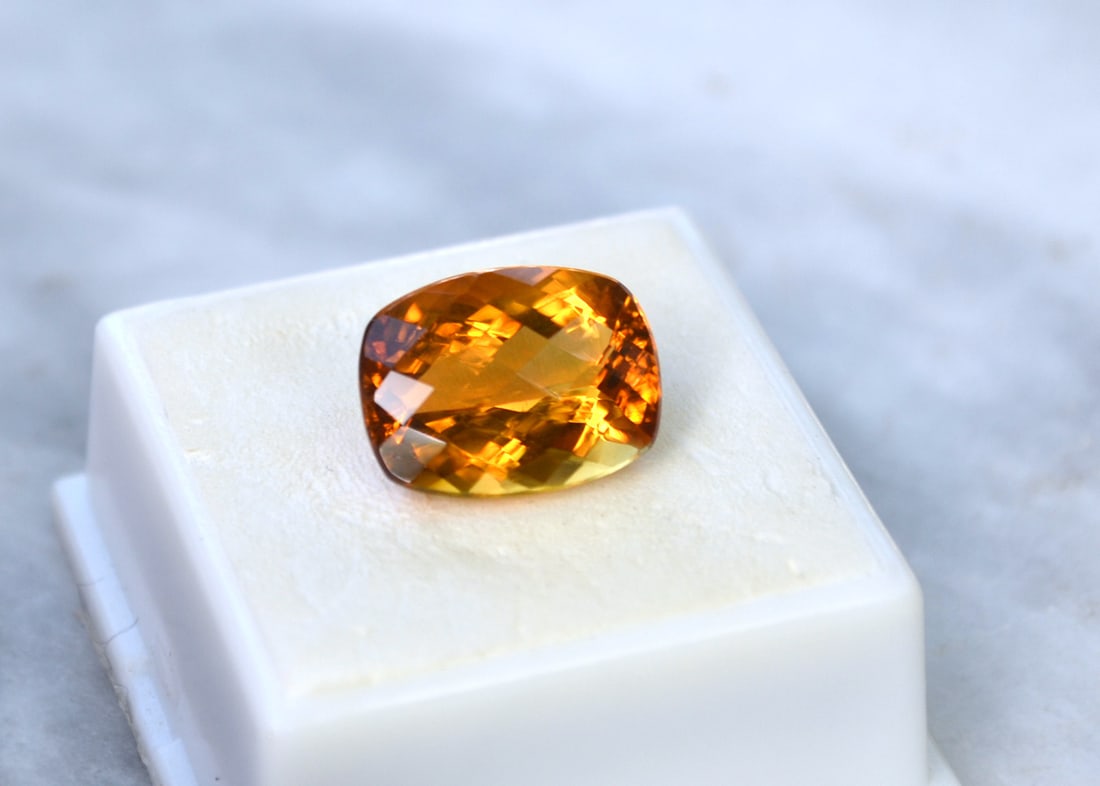 9.17 Carat Cushion Checkerboard Cut Citrine - 3