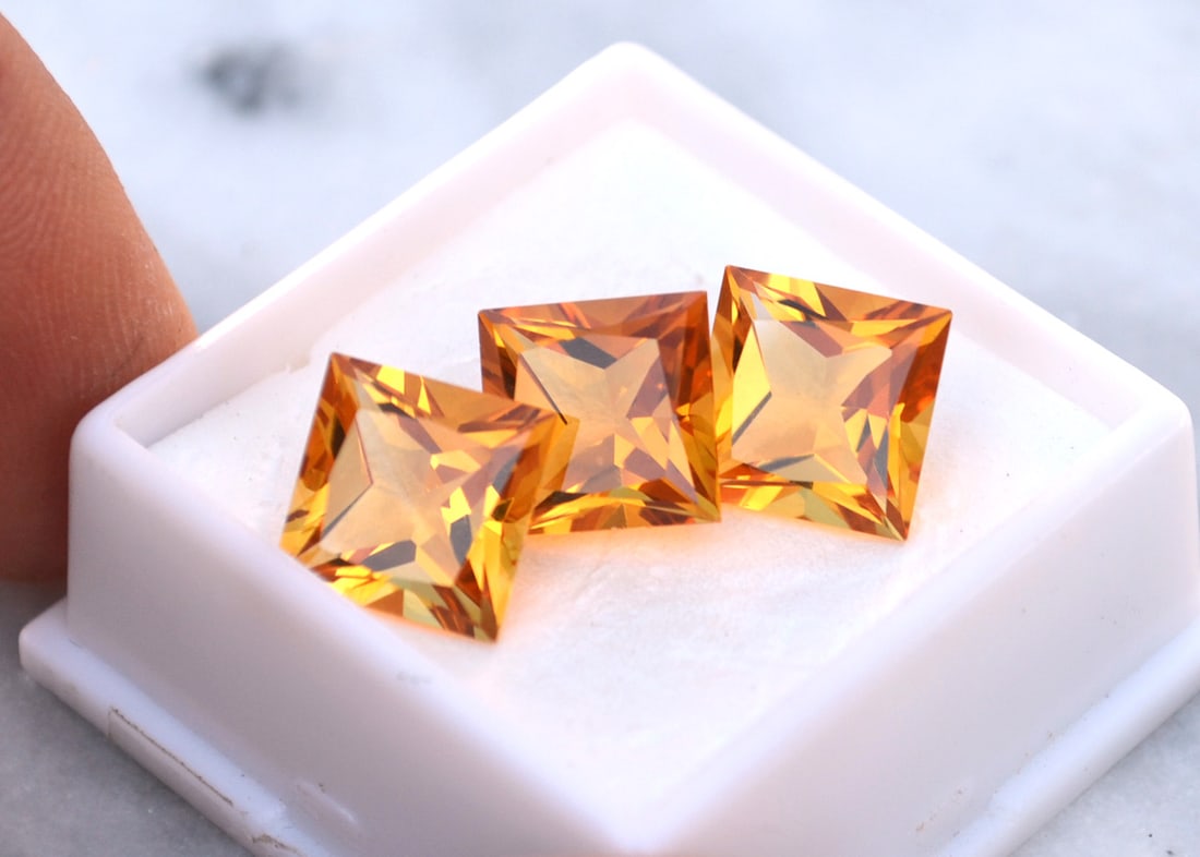 13.46 Carat Matched Trio of Princess Cut Citrines - 2