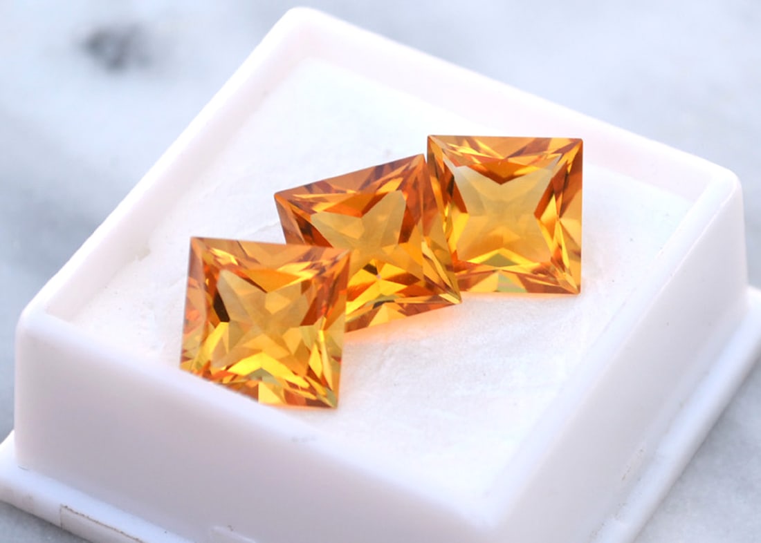 13.46 Carat Matched Trio of Princess Cut Citrines - 3