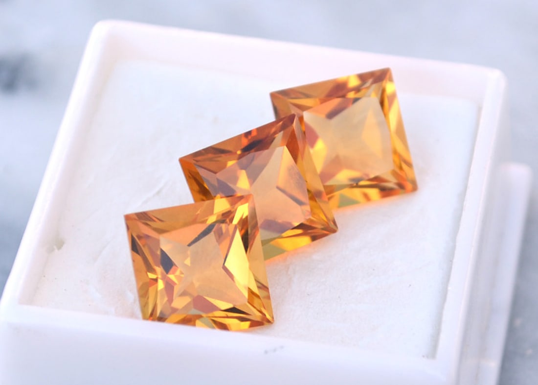 13.46 Carat Matched Trio of Princess Cut Citrines - 4