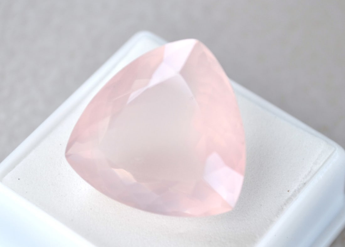 34.74 Carat Trillion Cut Rose Quartz (1 of 3)