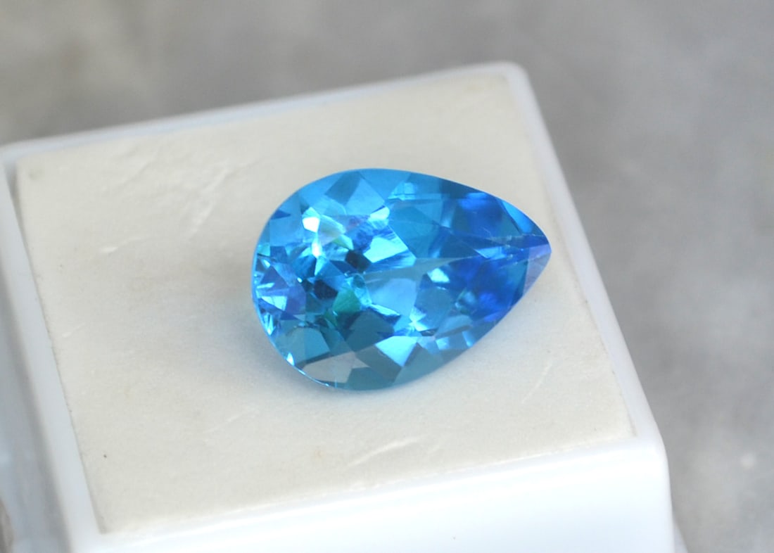 13.43 Carat Pear Cut Swiss Blue Topaz - 2