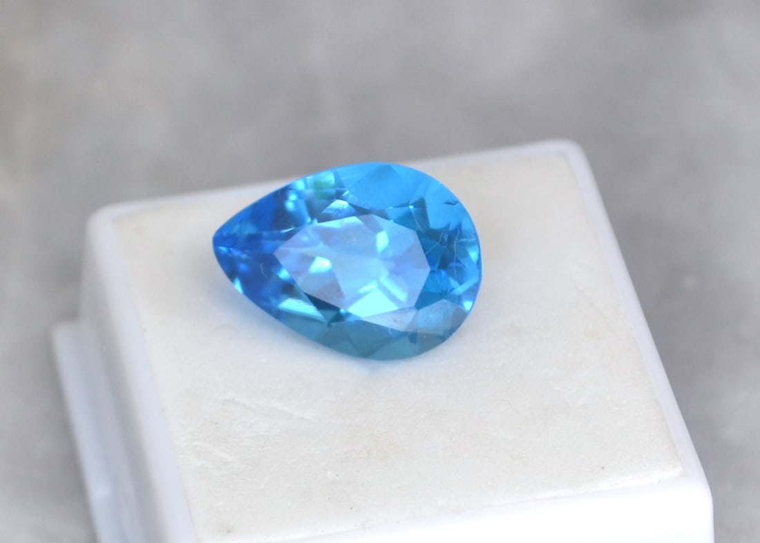 13.43 Carat Pear Cut Swiss Blue Topaz - 3