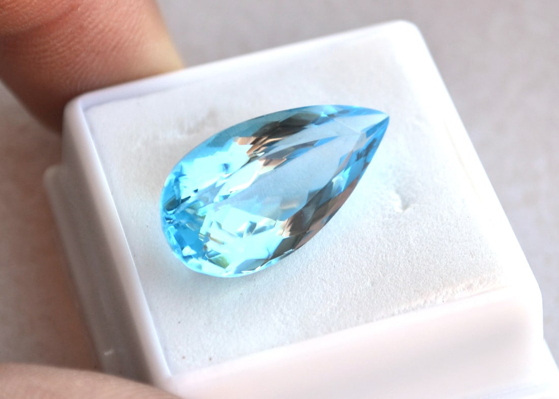 21.05 Carat Pear Cut Sky Blue Topaz - 3
