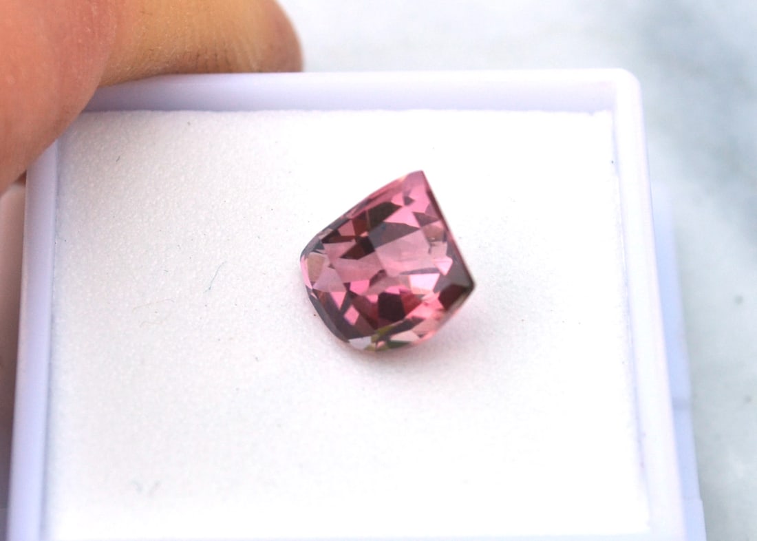 4.10 Carat Fancy Checkerboard Wedge Cut Pink Tourmaline - 2