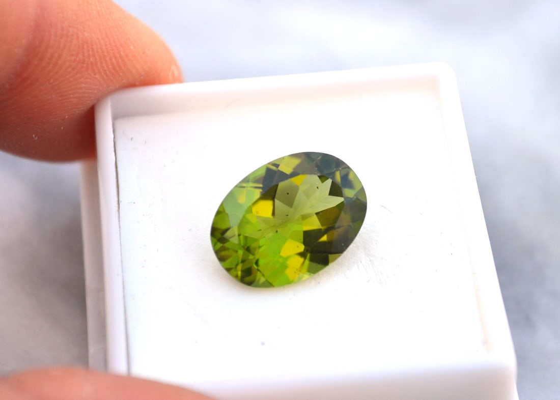 6.91 Carat Oval Cut Peridot (1 of 4)
