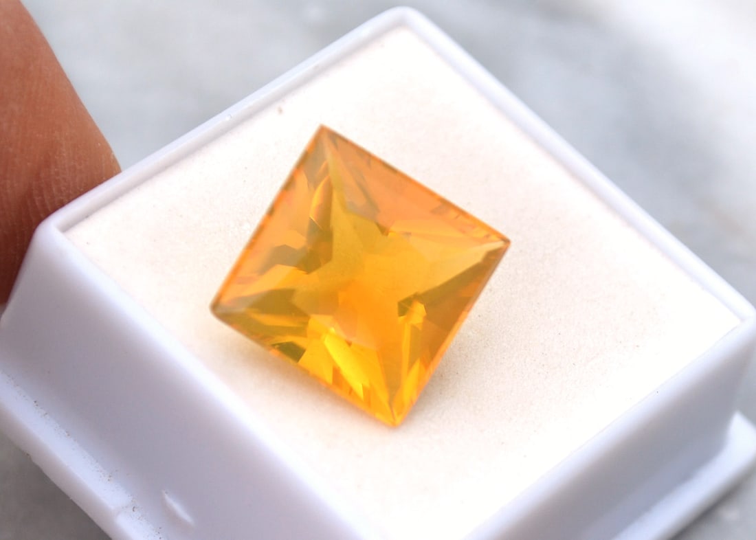 8.50 Carat Princess Cut Fire Opal - 2