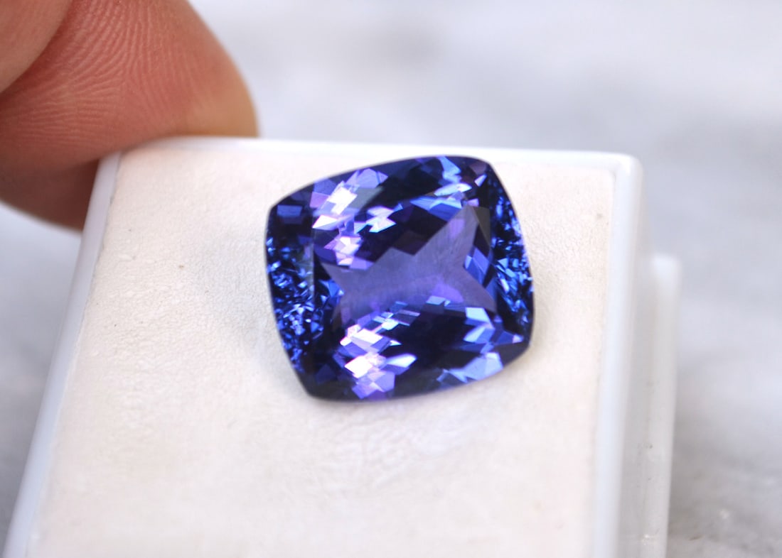 13.19 Carat GIA Certified Cushion Cut Tanzanite - 2